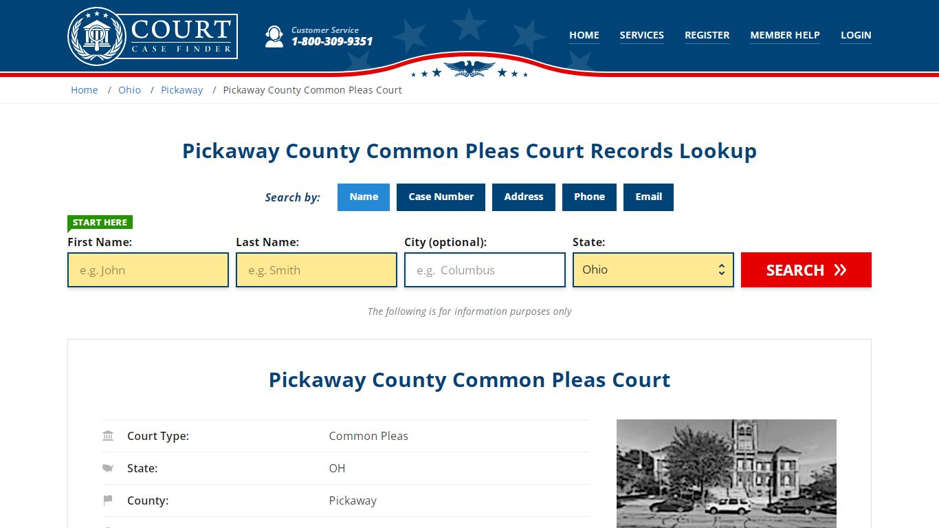 Pickaway County Common Pleas Court Records Lookup